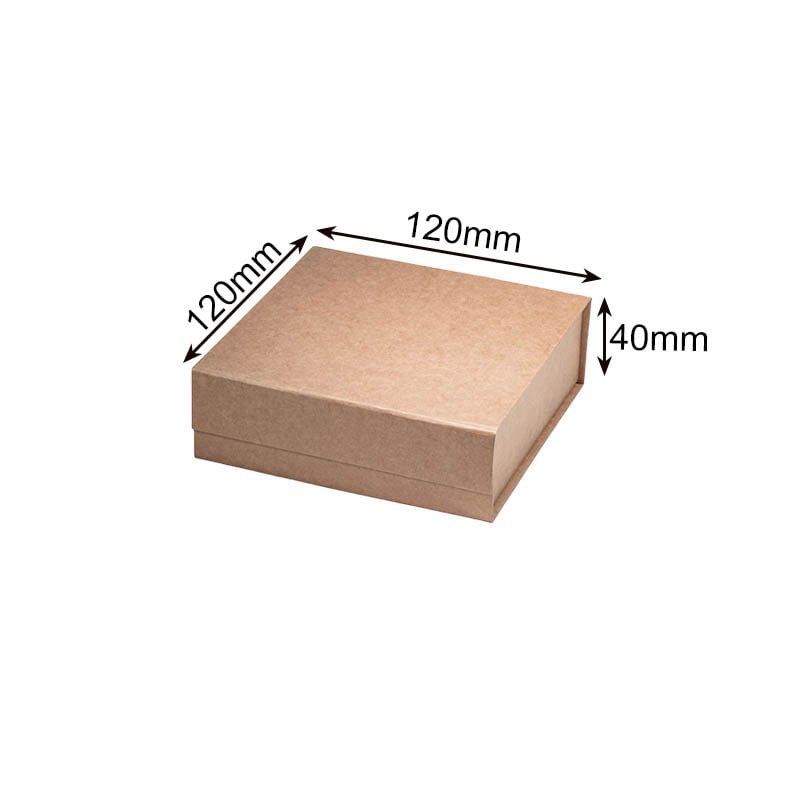 Magnetic Gift Box 120x120x40mm Brown - 50/Pack - dimensions