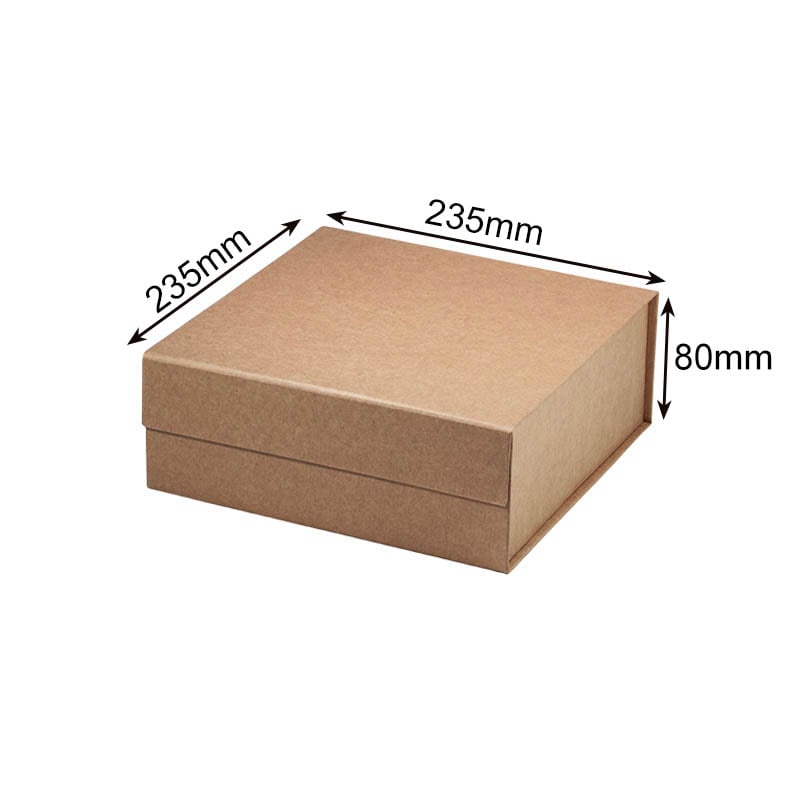 Magnetic Gift Box 235x235x80mm Brown - 25/Pack - dimensions