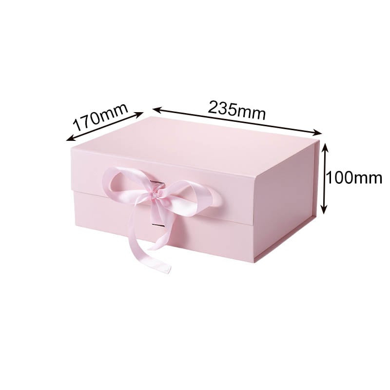 Magnetic Gift Box with Ribbon 235x170x100mm Pink - 25/Pack - dimensions