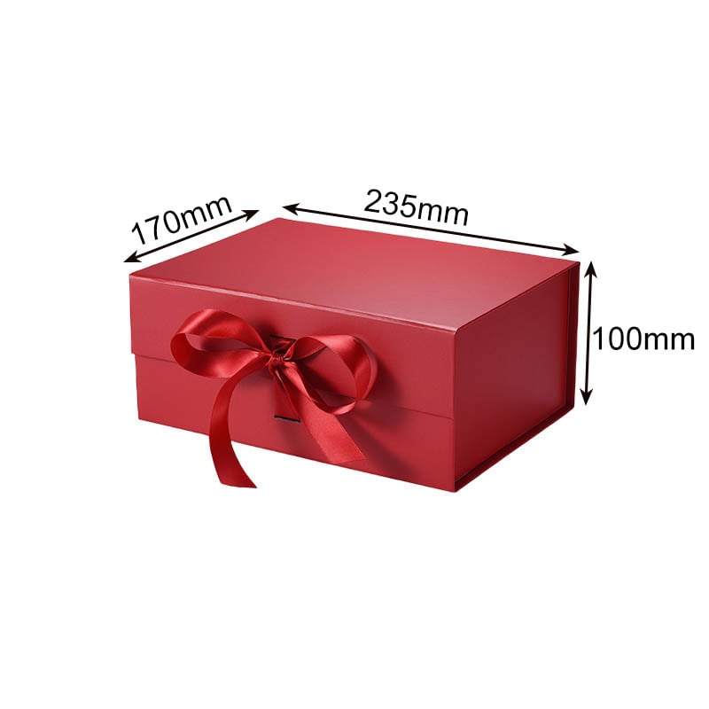 Magnetic Gift Box with Ribbon 235x170x100mm Red - 25/Pack - dimensions