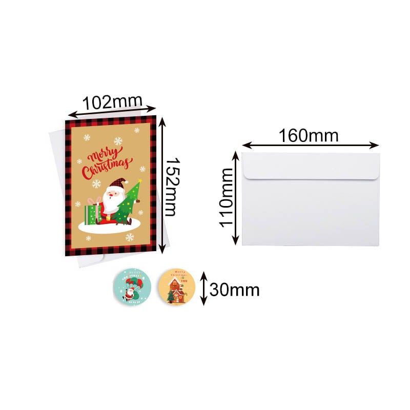 Christmas Greeting Cards 102x152mm Mixed Patterns - 6/Pack - dimensions