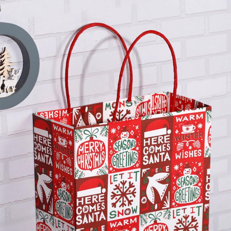 Large Christmas Paper Bags with Handles 320x420x110mm - 48/Pack - dimensions