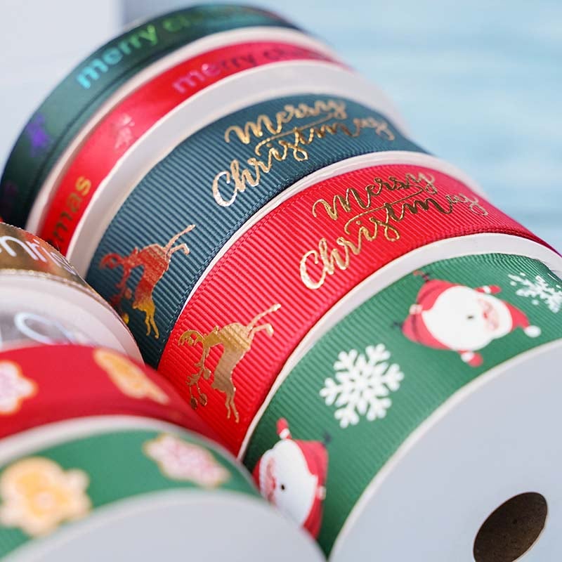 Christmas Grosgrain Ribbon 2.7M Long - 12 Rolls - dimensions