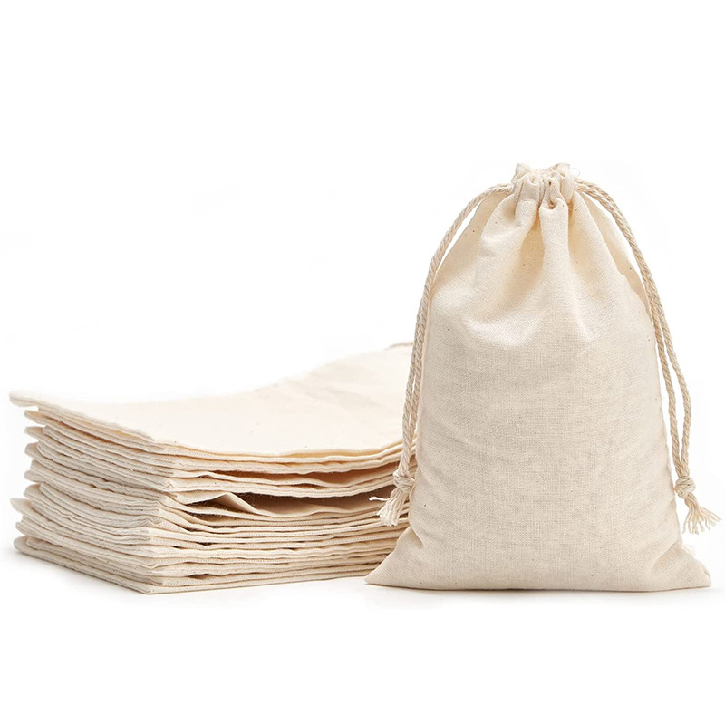 Medium Calico Drawstring Bags 250x350mm - 50/Pack - dimensions