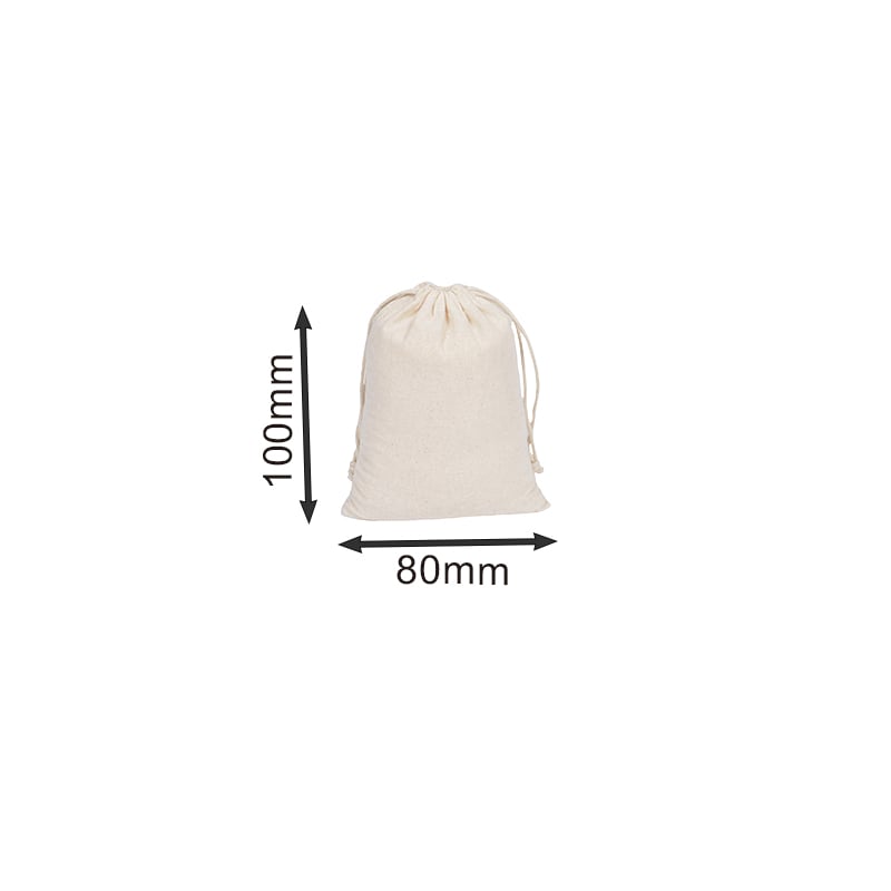 Mini Calico Drawstring Bags 80x100mm - 50/Pack - dimensions