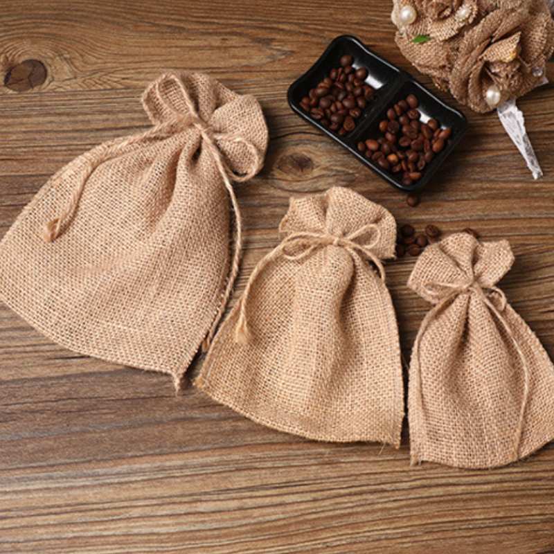 Hessian Drawstring Gift Bags 130x180mm - 10/Pack - dimensions