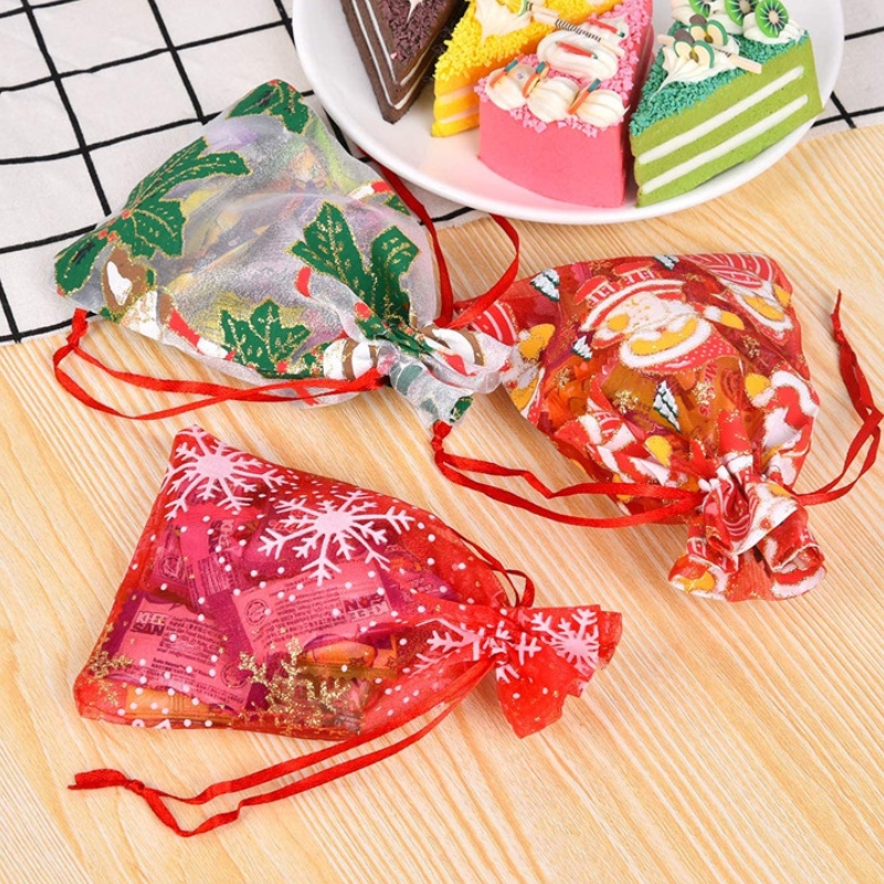 Christmas Organza Bags - 50/Pack - dimensions