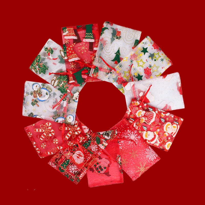 Christmas Organza Bags - 50/Pack - dimensions