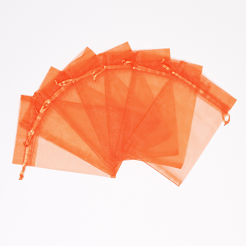 Orange Organza Bags - 100/Pack - dimensions