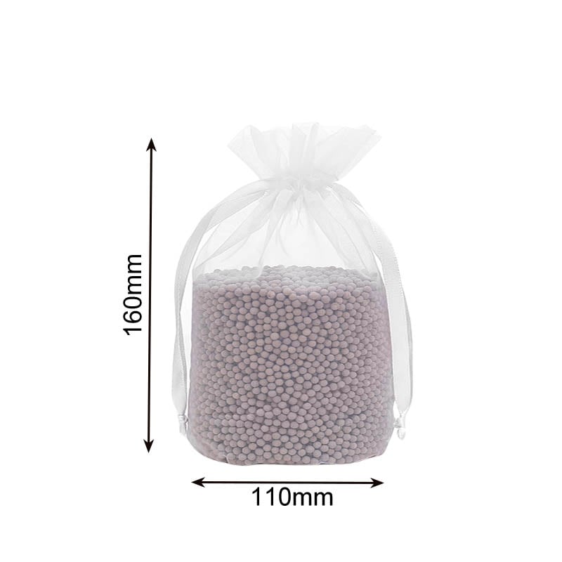 Sheer Organza Bags Round Flat Bottom 110x160mm - 100/Pack - dimensions