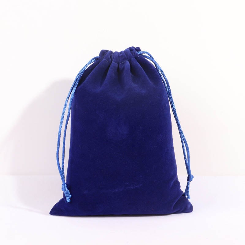 Double Sided Velvet Drawstring Bags 100x140mm Royal Blue - 50/Pack - dimensions