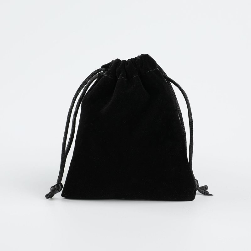 Double Sided Velvet Drawstring Bags 70x90mm Black - 50/Pack - dimensions