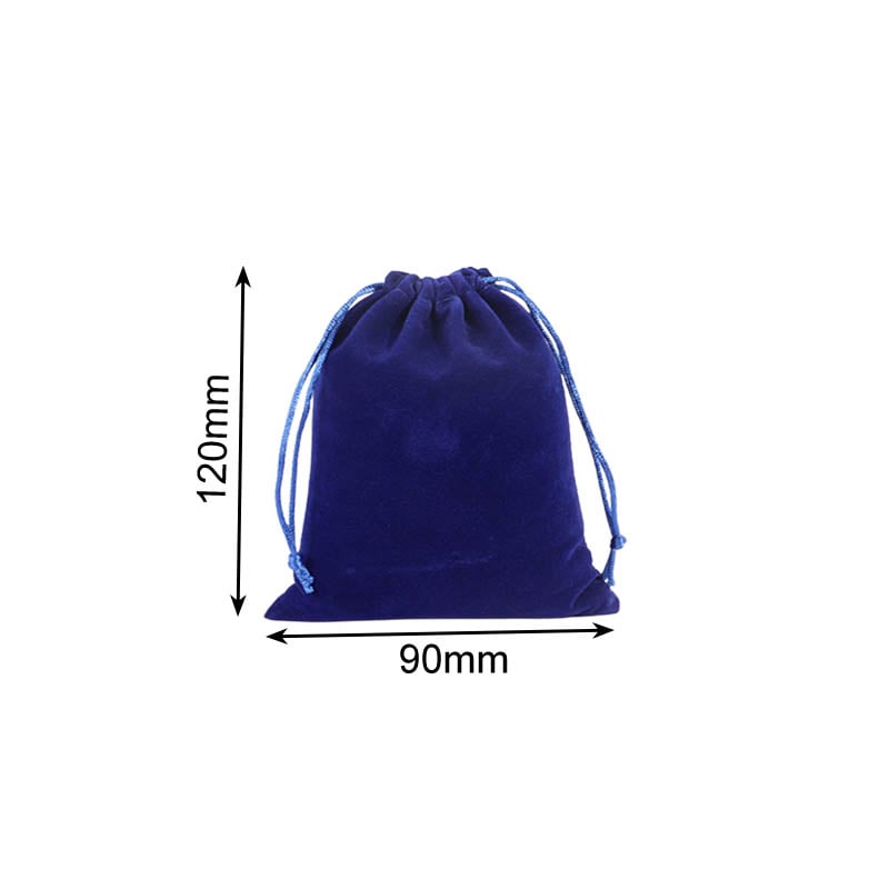 Double Sided Velvet Drawstring Bags 90x120mm Royal Blue - 50/Pack - dimensions