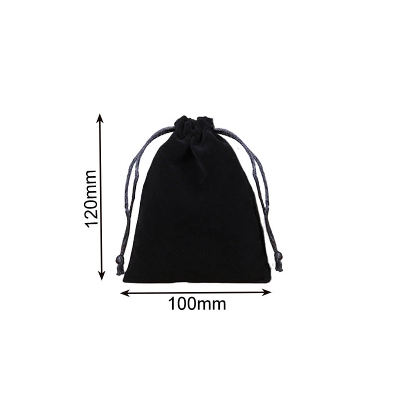 Velvet Drawstring Bags 100x120mm Black - 50/Pack - dimensions