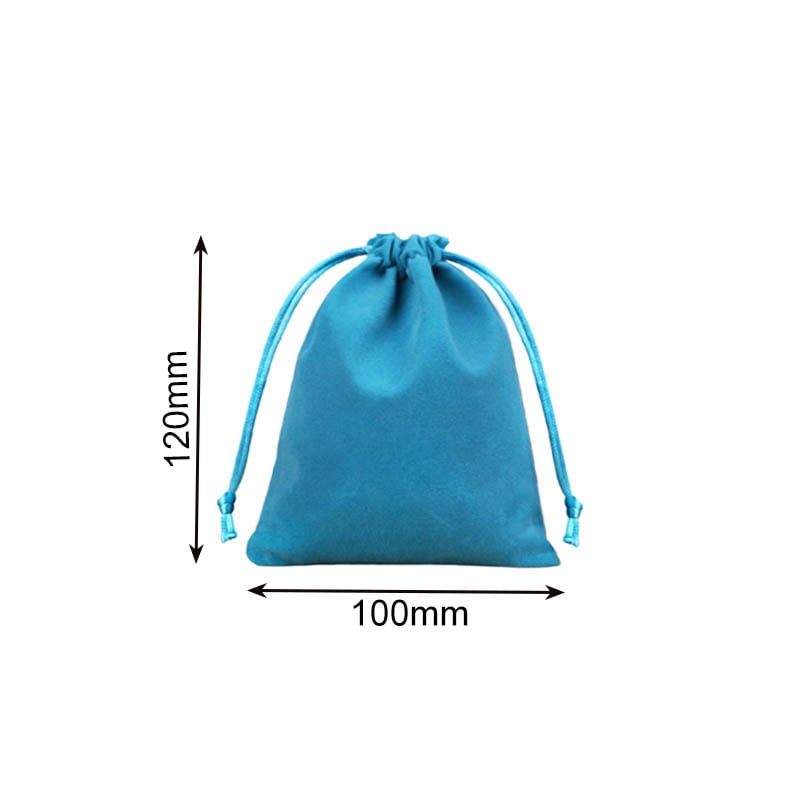 Velvet Drawstring Bags 100x120mm Lake Blue - 50/Pack - dimensions