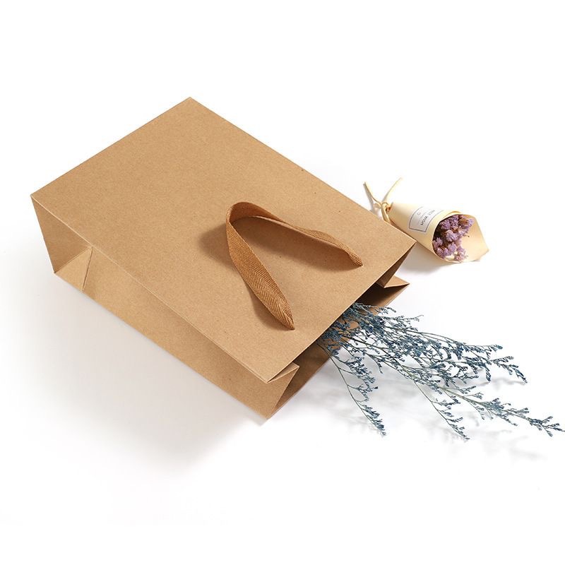 Paper Bags with Cloth Handles 180x100x230mm Brown - 50/Pack - dimensions