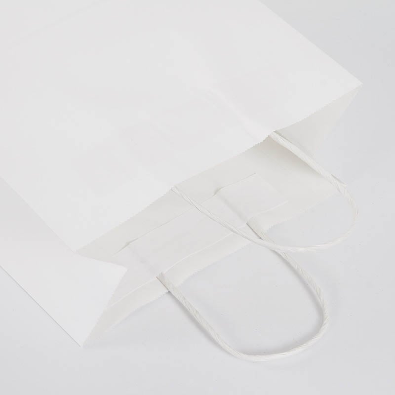 Large Paper Bags Twisted Handles 340x480mm White - 50/Pack - dimensions