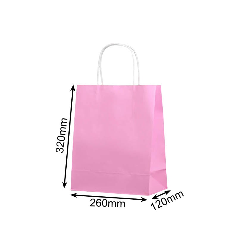 Medium Paper Bags Twisted Handles 260x320mm Light Purple - 50/Pack - dimensions