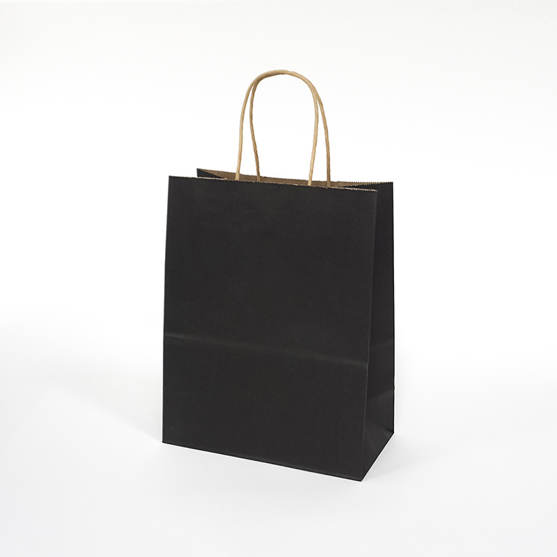 Mini Paper Bags Twisted Handles 150x210mm Black - 50/Pack - dimensions