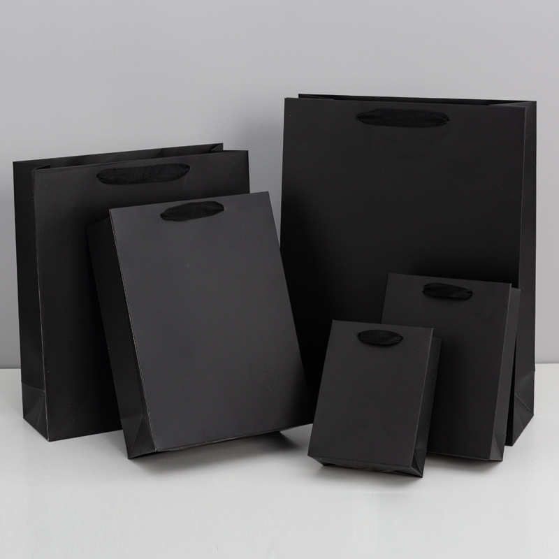 Matt Laminated Paper Bags 180x100x230mm Black - 50/Pack - dimensions