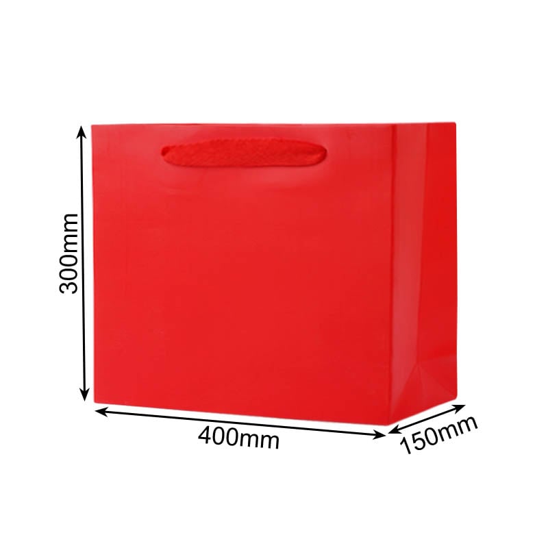 Matt Laminated Paper Bags 400x125x300mm Red - 50/Pack - dimensions