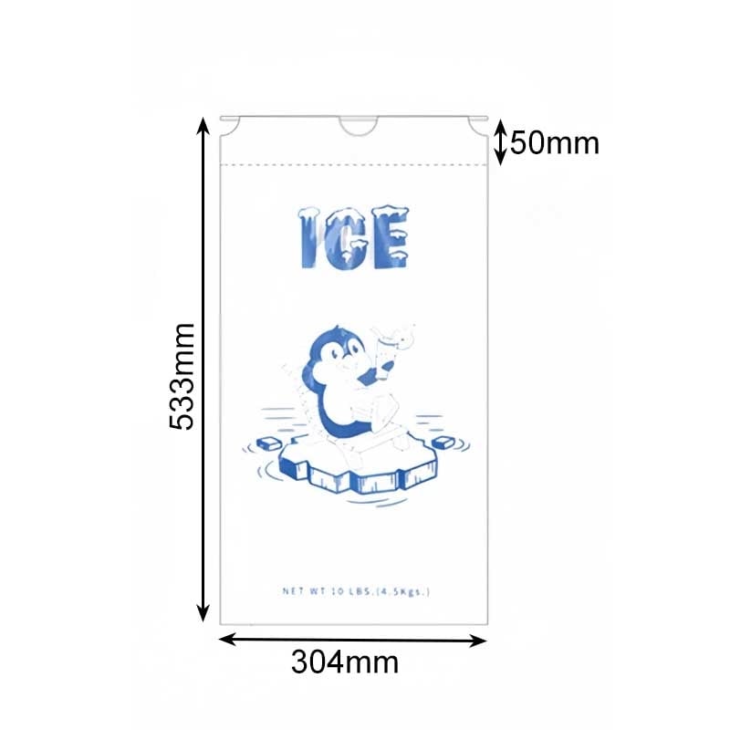 Ice Bags with Drawstring 4.5kg (10 lbs) - 100/Pack - dimensions