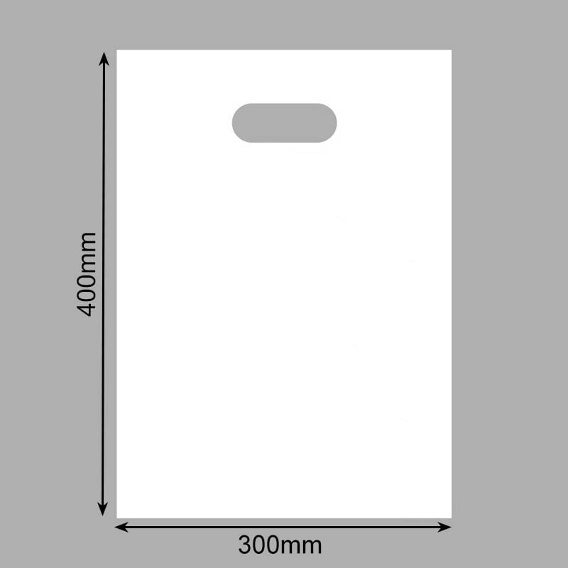 Large Plastic Bags with Die Cut Handles 450x550mm Black - 100/Pack - dimensions