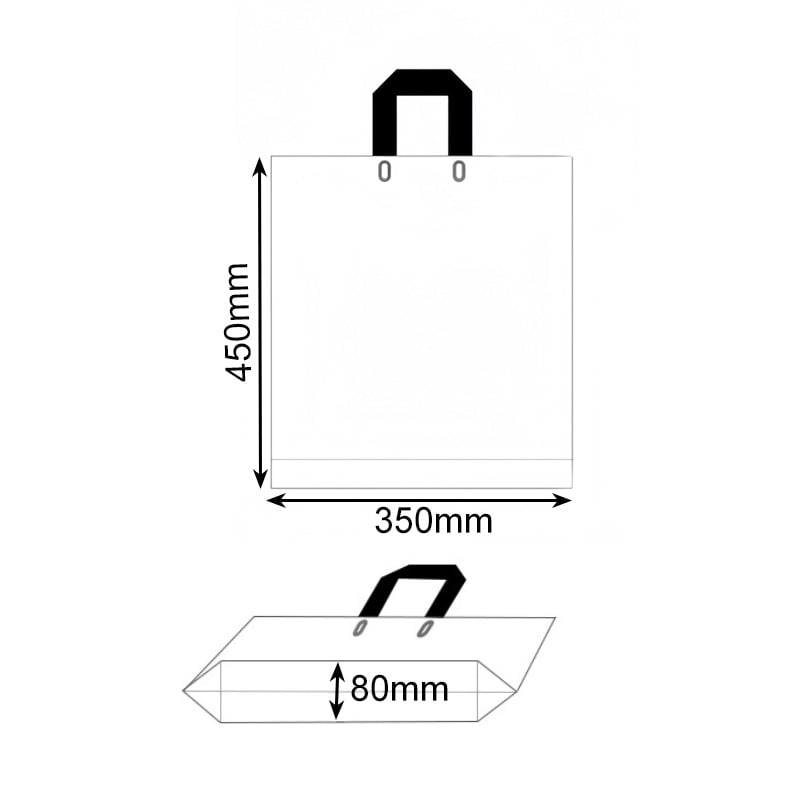 Large Plastic Tote Bags 350x450x60mm Pink - 100/Pack - dimensions