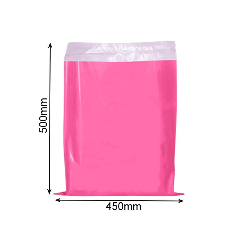 Large Mail Bags 450x550mm Pink - 100/Pack - dimensions