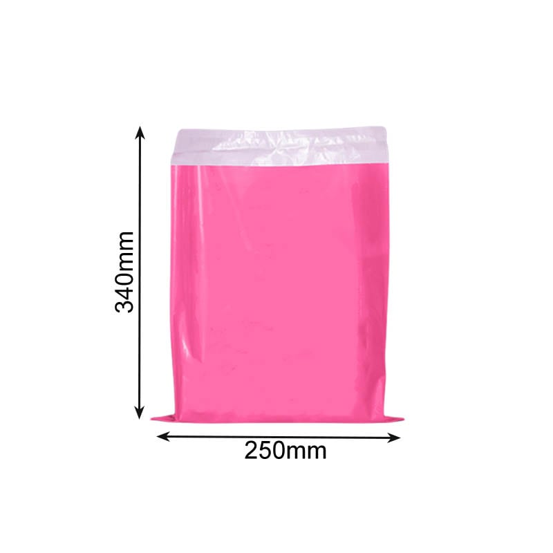 Medium Mail Bags 250x340mm Pink - 100/Pack - dimensions