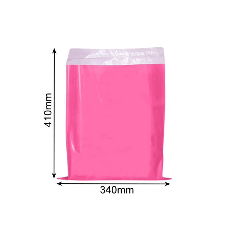 Medium Satchel Bags 340x410mm Pink - 100/Pack - dimensions