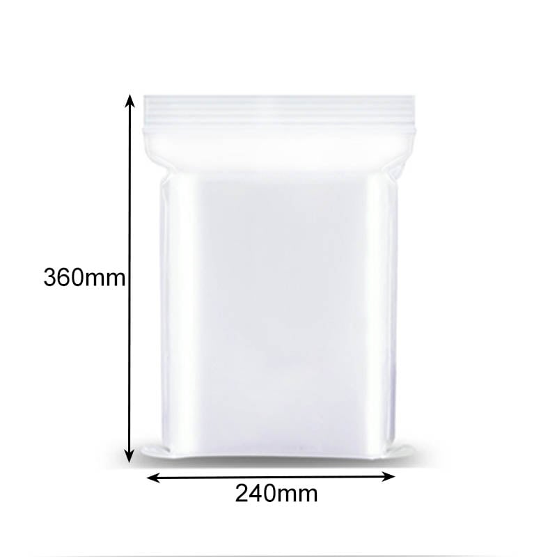 Plastic Bags with Zipper Top 240x360mm Clear - 1000/Pack - dimensions