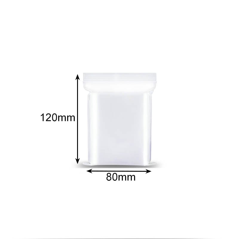 Plastic Zipper Bags 80x120mm Clear - 1000/Pack - dimensions