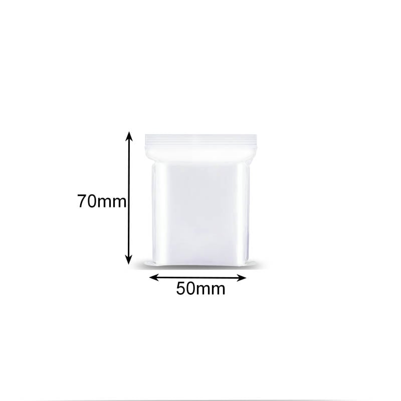 Zip Seal Lock Plastic Bags 50x70mm Clear - 1000/Pack - dimensions