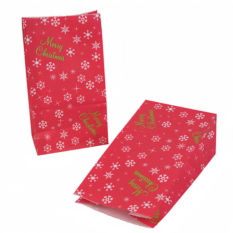 Christmas Paper Bags 130x240x80mm Snowflake Pattern - 50/Pack - dimensions