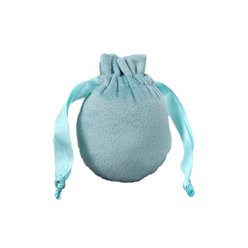 Velvet Satin Drawstring Bags 80x100mm Lake Blue - 50/Pack - dimensions