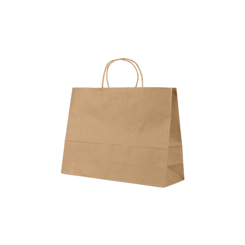 Medium Paper Bags Twisted Handles 320x250mm Brown - 50/Pack - dimensions