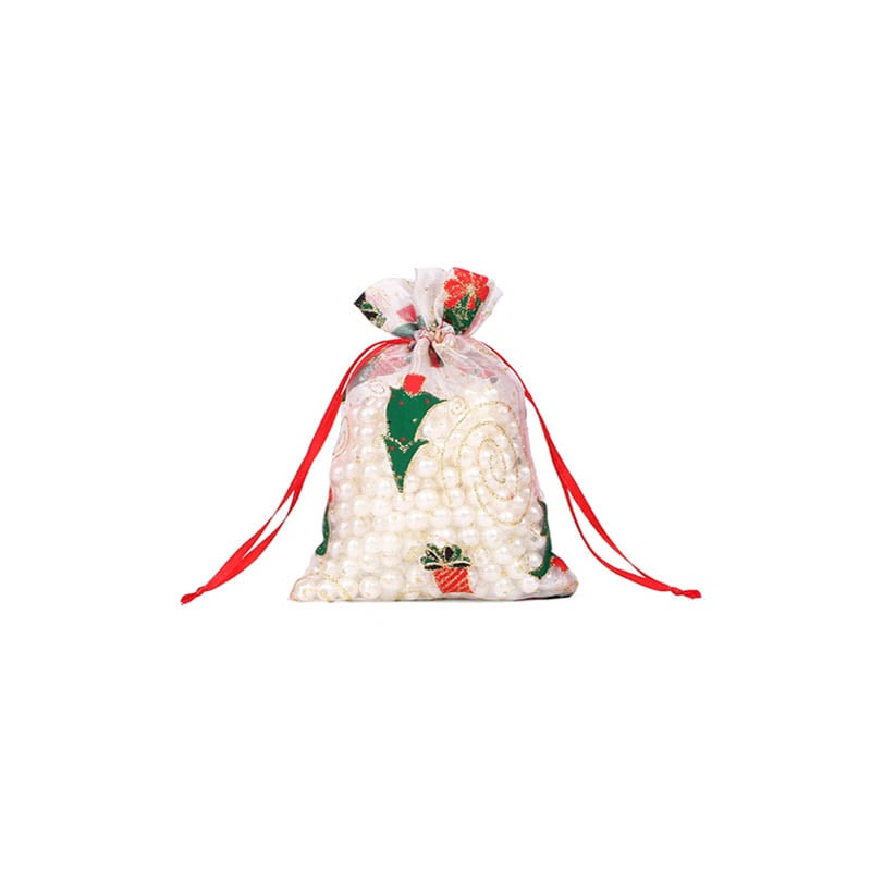 Christmas Organza Bags 100x150mm Tree Pattern - 50/Pack - dimensions