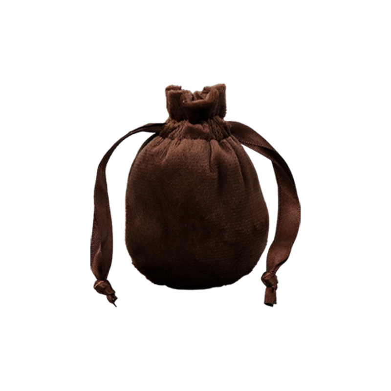 Velvet Satin Drawstring Bags 80x100mm Dark Brown - 50/Pack - dimensions