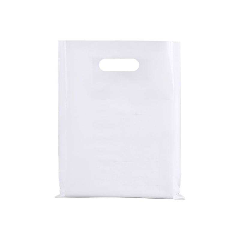 Large Plastic Bags with Die Cut Handles 300x400mm White - 100/Pack