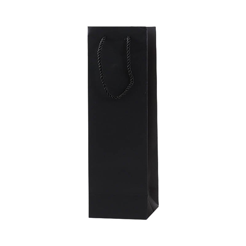 Paper Wine Bags Single Bottle 95x350mm Black - 100/Pack