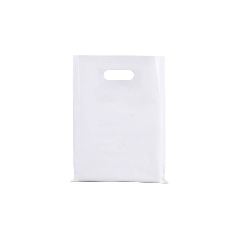 Small Plastic Bags with Die Cut Handles 200x300mm White - 100/Pack - dimensions