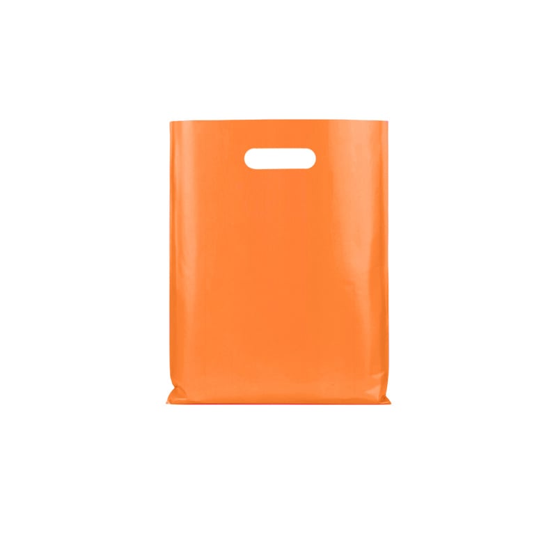 Small Plastic Bags with Die Cut Handles 200x300mm Orange - 100/Pack