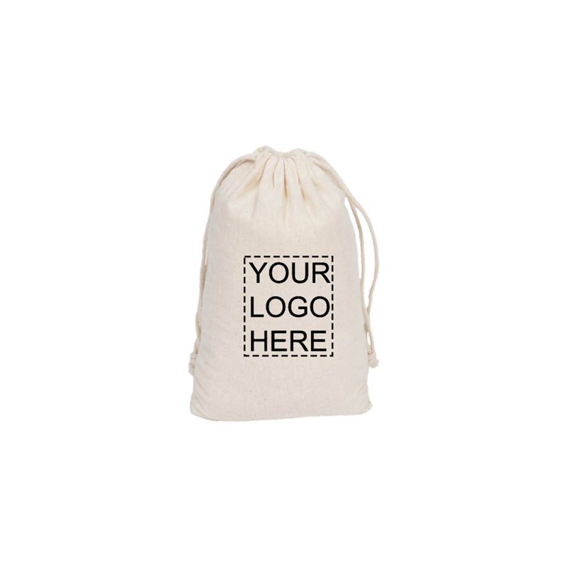 Custom Printed Small Calico Drawstring Bags 150x210mm - MOQ 100