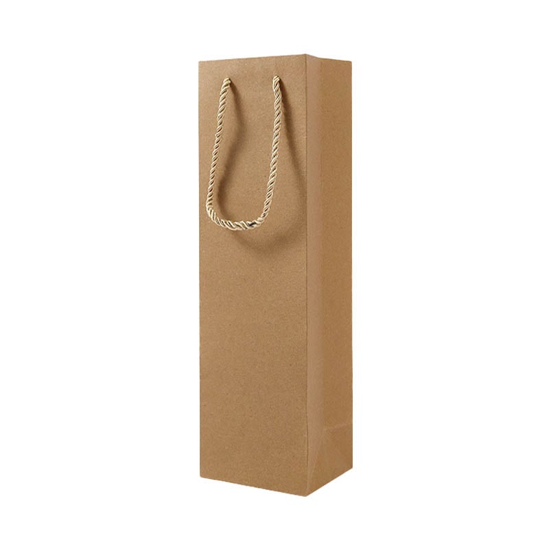 Paper Wine Bags Single Bottle 95x350mm Brown - 100/Pack