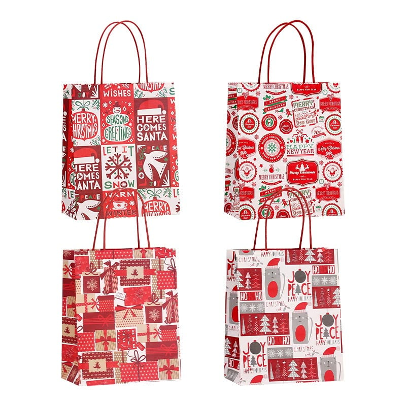 Large Christmas Paper Bags with Handles 320x420x110mm - 48/Pack