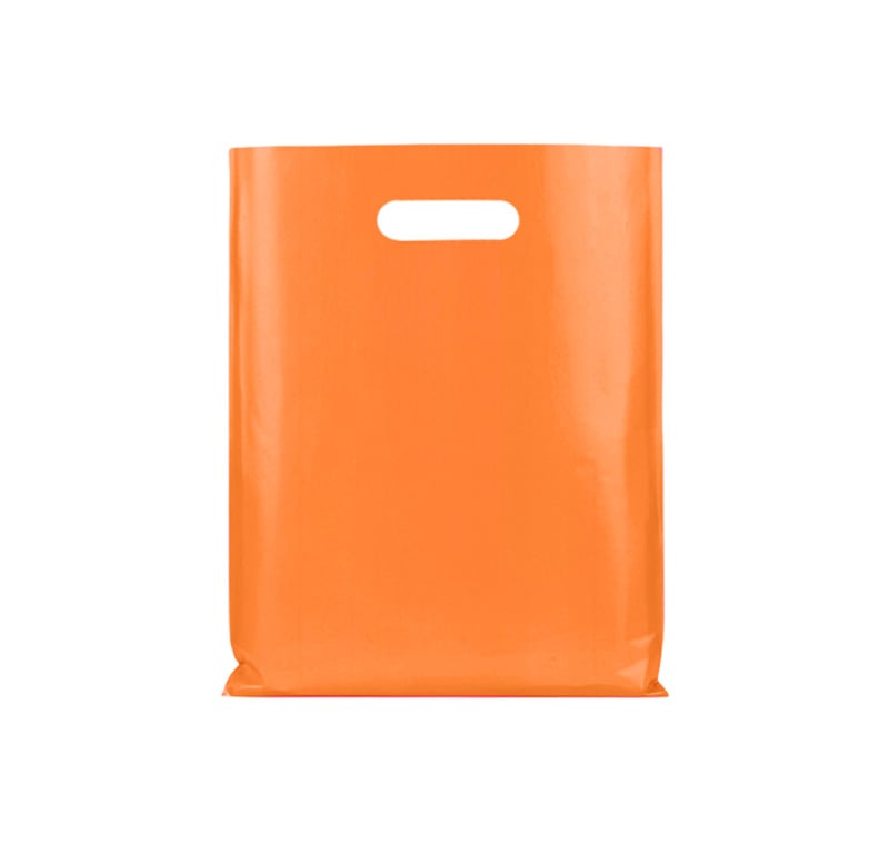 Large Plastic Bags with Die Cut Handles 300x400mm Orange - 100/Pack