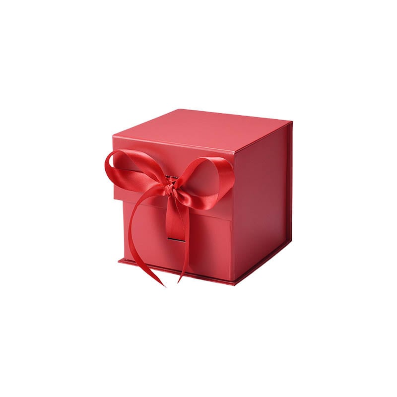 Magnetic Gift Box with Ribbon 120x120x120mm Red - 50/Pack