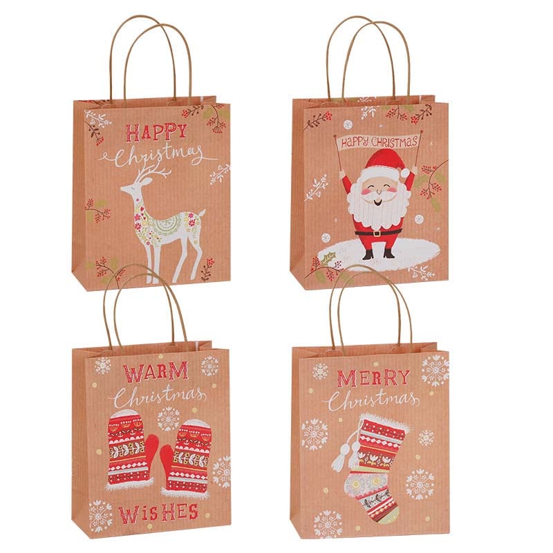 Large Xmas Paper Bags with Handles 320x420x110mm - 48/Pack - dimensions