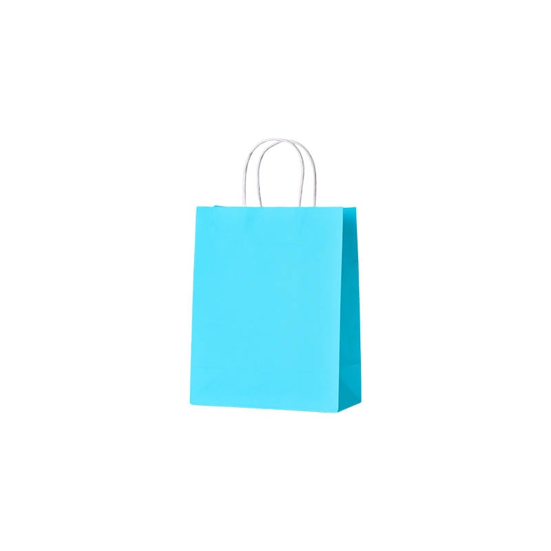 Mini Paper Bags Twisted Handles 150x210mm Light Blue - 50/Pack - dimensions